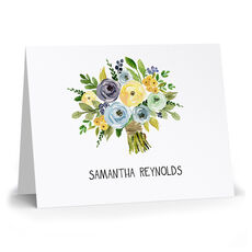 Yellow and Blue Bouquet Folded Note Cards