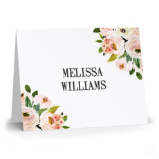 Pink Corner Roses Folded Note Cards