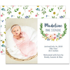 Rose Swag Photo Birth Announcements