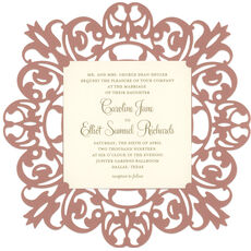 Dusty Rose Medallion Die-cut Frame Invitations