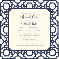Navy Filigree Die-cut Frame Invitations