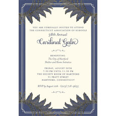 Navy and Gold Fern Die-cut Frame Invitations