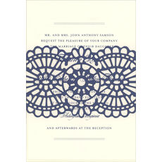 Navy Medallion Banded Die-cut Invitations