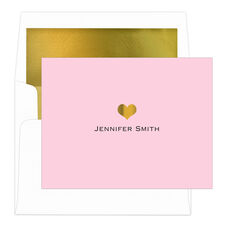 Sweet Heart Foil Stamped Folded Note Cards with Lined Envelopes