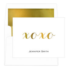 Hugs & Kisses Gold Foil Folded Note Cards with Lined Envelopes