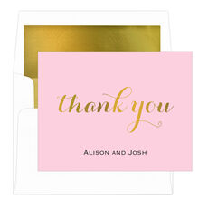 Thank You Foil Stamped Folded Note Cards with Lined Envelopes