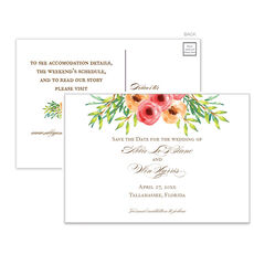 Watercolor Floral Save the Date Post Cards