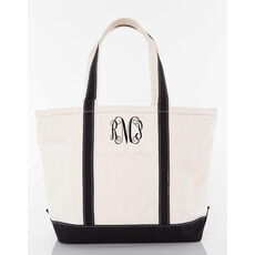 Personalized Medium Black Trimmed Boat Tote