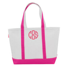 Personalized Medium Hot Pink Trimmed Boat Tote