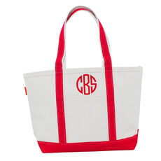 Personalized Medium Red Trimmed Boat Tote