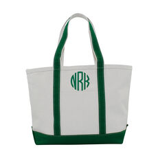 Personalized Medium Emerald Trimmed Boat Tote