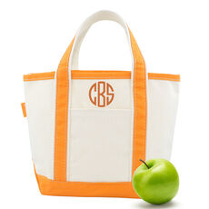 Personalized Orange Trimmed Cutest Little Boat Tote Bag