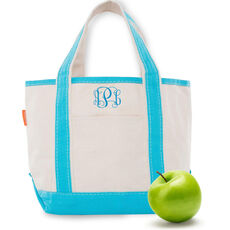 Personalized Turquoise Trimmed Cutest Little Boat Tote Bag