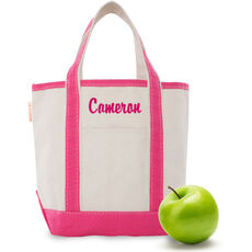 Personalized Hot Pink Trimmed Cutest Little Boat Tote Bag