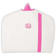 Personalized Natural Garment Bag with Pink Trim