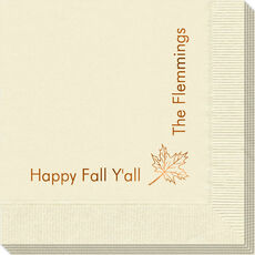 Corner Text with Autumn Leaf Design Napkins