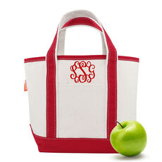 Personalized Red Trimmed Cutest Little Boat Tote Bag