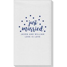 Confetti Dot Just Married Linen Like Guest Towels