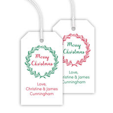 Merry Christmas Wreath Hanging Gift Tags