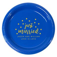 Confetti Dots Just Married Plastic Plates