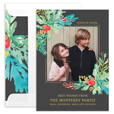 Black Corner Swag Holiday Photo Cards