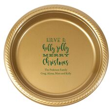 Personalized Holly Jolly Christmas Plastic Plates