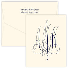 Virginia Monogram Vertical Folded Note Cards - Raised Ink
