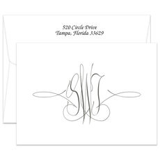 Virginia Monogram Folded Note Cards - Raised Ink