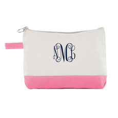 Personalized Coral Trimmed Cosmetic Bag