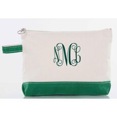 Personalized Emerald Trimmed Cosmetic Bag