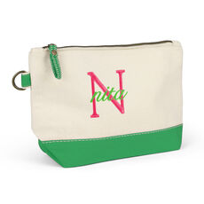 Nantucket Cosmetic Bag with Kelly Green Trim