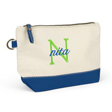 Nantucket Cosmetic Bag with Royal Blue Trim