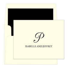 Regal Script Initial Folded Note Cards - Raised Ink