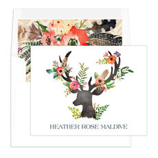 Floral Decorated Deer Folded Note Cards