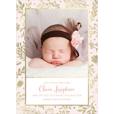 Gilded Garden Baby Girl Photo Announcements