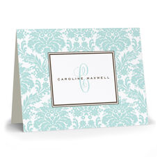 Damask Robin's Egg Folded Note Cards