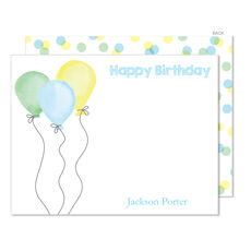 Blue Birthday Wishes Flat Note Cards