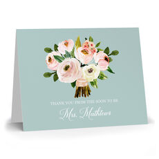 Blue Pink Bouquet Folded Note Cards