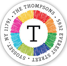 Bright Scribbles Round Address Labels