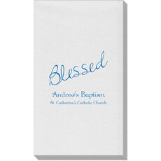 Expressive Script Blessed Linen Like Guest Towels