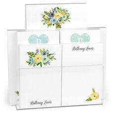 Yellow and Blue Floral Notepad Set