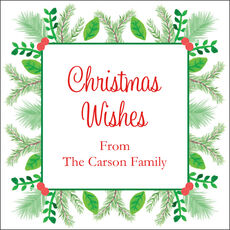 Christmas Greenery Square Gift Stickers