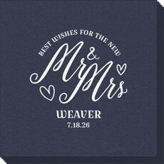 Mr. and Mrs. Best Wishes Linen Like Napkins