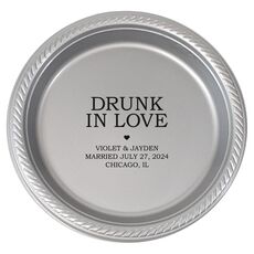 Personalized Drunk In Love Heart Plastic Plates