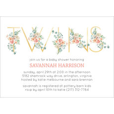 Floral Twins Baby Shower Invitations