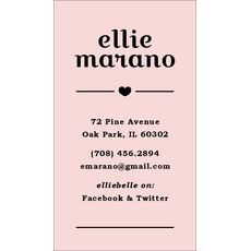 Vertical Single Heart Contact Cards - Raised Ink