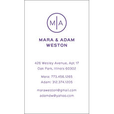 Vertical Circle Initials Contact Cards - Raised Ink