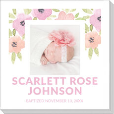 Watercolor Floral Border Photo Napkins