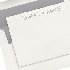 Modern Large Name Flat Note Cards - Letterpress