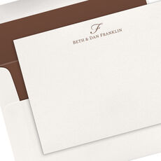 Elegant Script Initial Letterpress Flat Note Cards